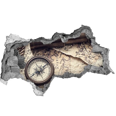 Samoprzylepna dziura na ścianę Kompas mapa lupa