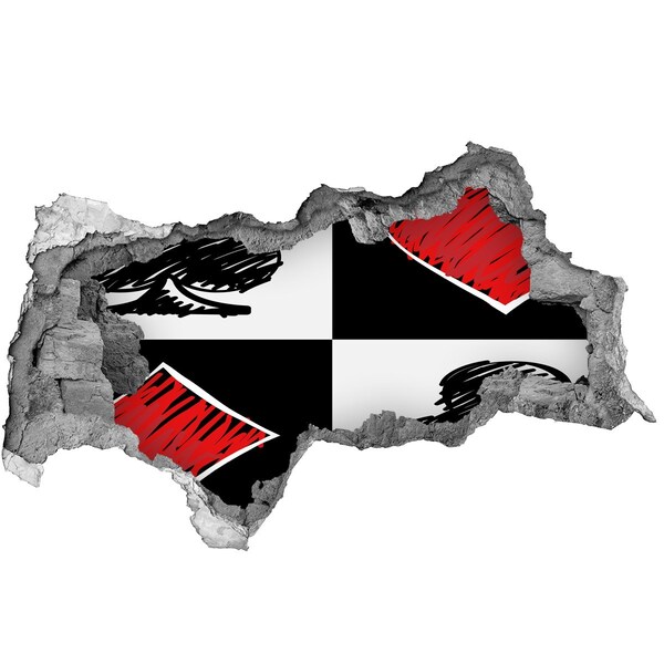 Fototapeta dziura na ścianę Złamana ściana z czerwonymi akcentami