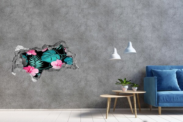 naklejka fototapeta 3D na ścianę Tropikalny ogród w dziurze w ścianie