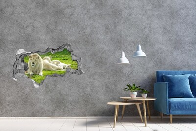 Samoprzylepna dziura naklejka Biały lew w naturalnym środowisku