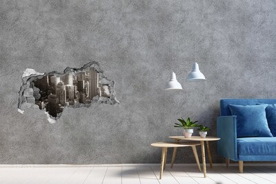 Fototapeta dziura na ścianę 3d Widok na miasto z dziury w ścianie