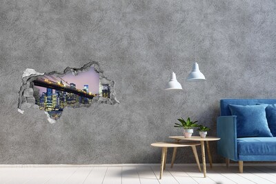 Naklejka 3D dziura na ścianę Most Brookliński nocą