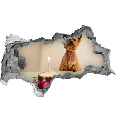 naklejka fototapeta 3D Urodzinowy piesek z tortem