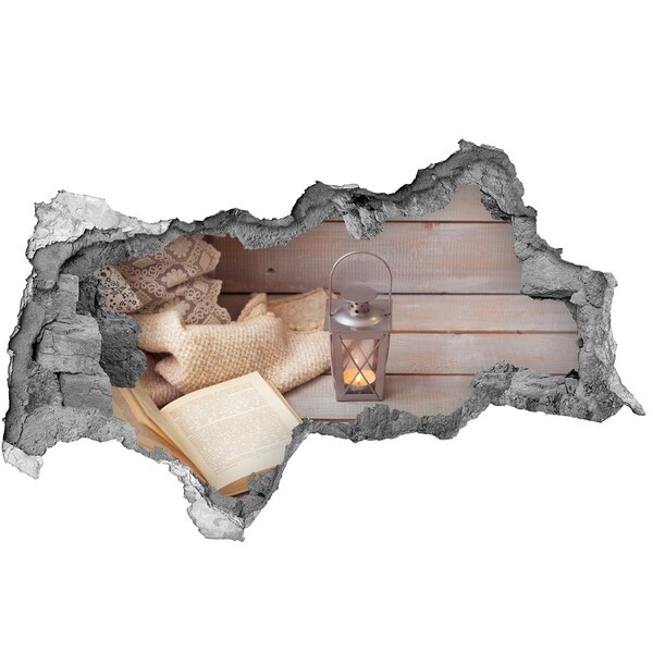 Fototapeta dziura na ścianę 3d Przytulny kącik z lampionem