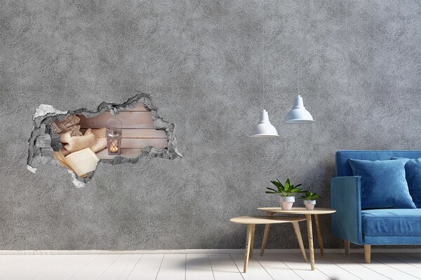 Fototapeta dziura na ścianę 3d Przytulny kącik z lampionem