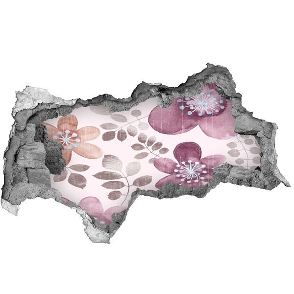 Naklejka 3D dziura na ścianę Kwiatowy motyw na różowym tle