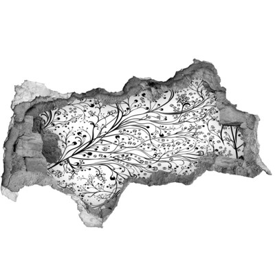 Dziura 3d fototapeta naklejka Kwiatowy wzór na ścianie