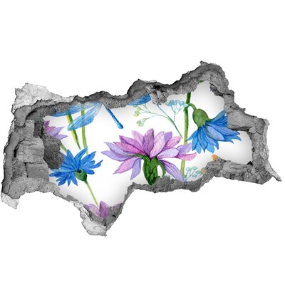 Samoprzylepna dziura na ścianę Kwiatowy mural w dziurze w ścianie