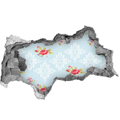 Samoprzylepna dziura na ścianę Kwiatowy wzór na niebieskim tle