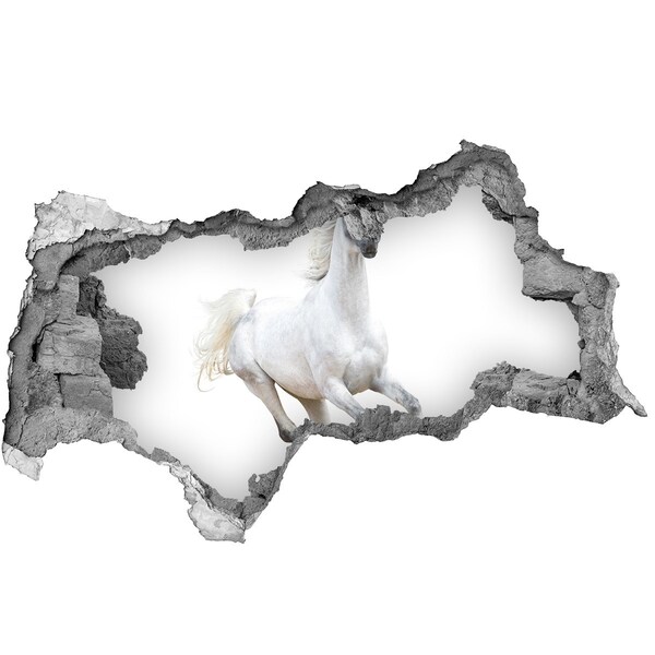 Fototapeta dziura na ścianę Biały koń w biegu