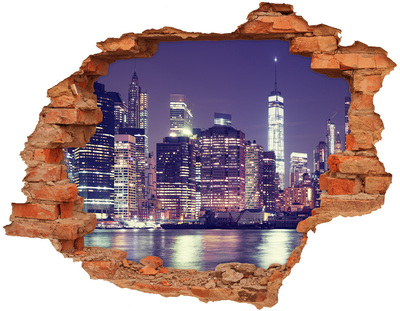 Fototapeta dziura na ścianę Nowy Jork nocą