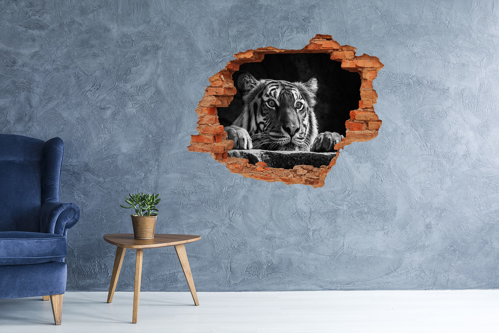 Dziura 3d fototapeta naklejka Tygrys