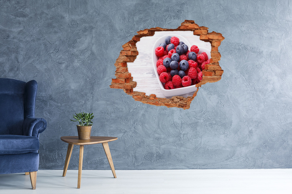 Naklejka 3D dziura na ścianę Maliny i jagody