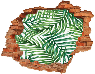 Naklejka 3D dziura na ścianę Liście palmy