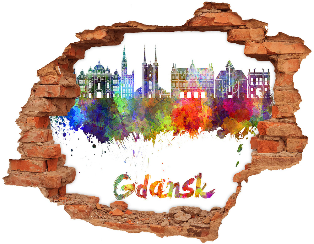 Fototapeta dziura na ścianę Kolorowy Gdańsk