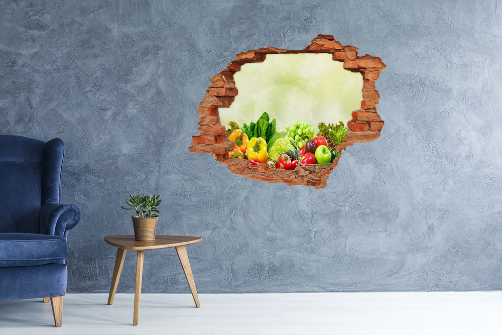 Naklejka 3D dziura na ścianę Warzywa
