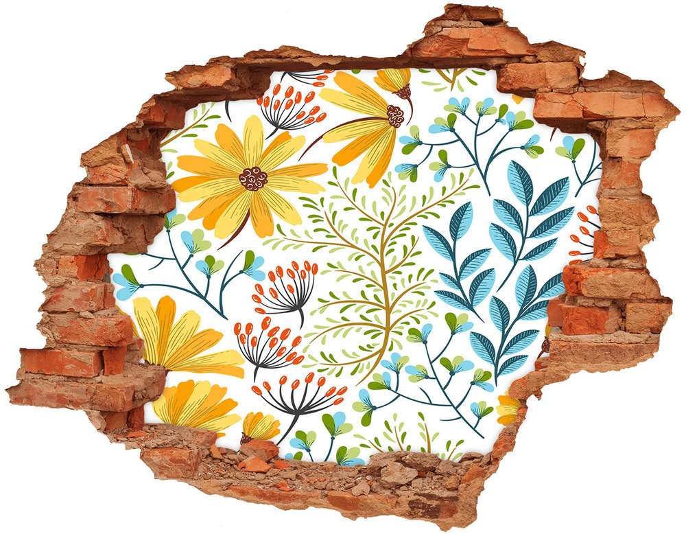 Naklejka 3D dziura na ścianę Wiosenne kwiaty
