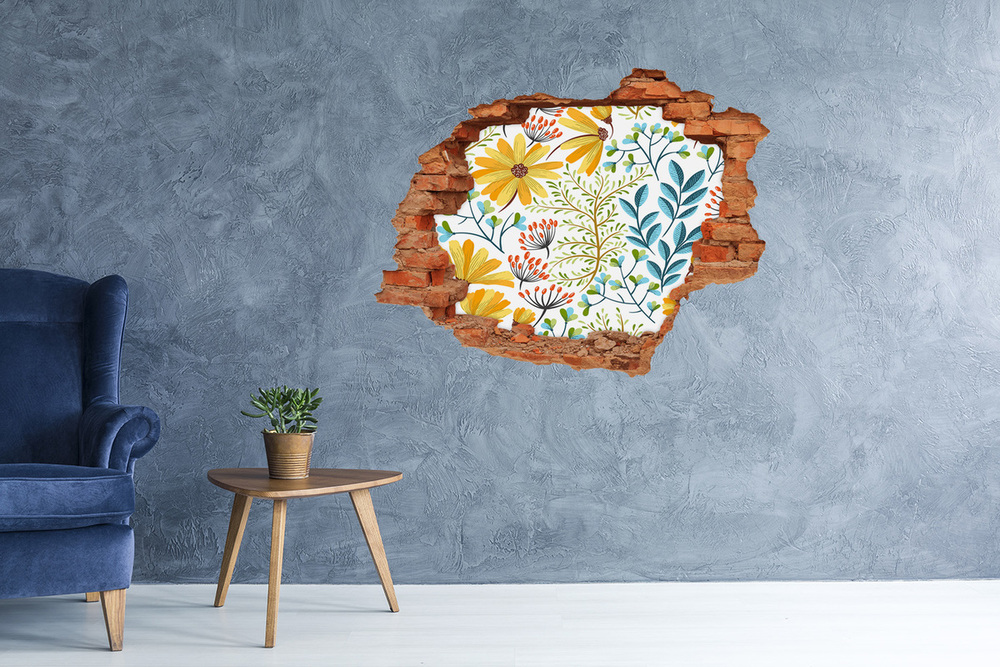 Naklejka 3D dziura na ścianę Wiosenne kwiaty