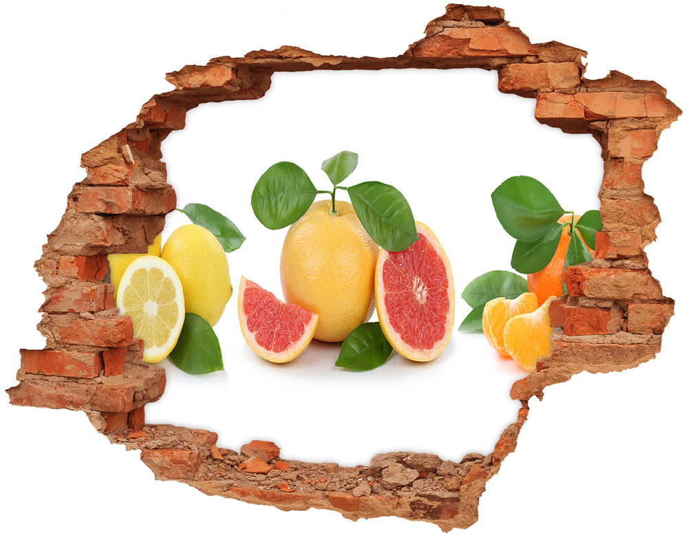 Naklejka 3D dziura na ścianę Owoce cytrusowe
