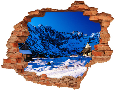 Dziura 3d w ścianie naklejka Domy w Tatrach