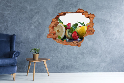 Naklejka 3D dziura na ścianę Owoce i warzywa