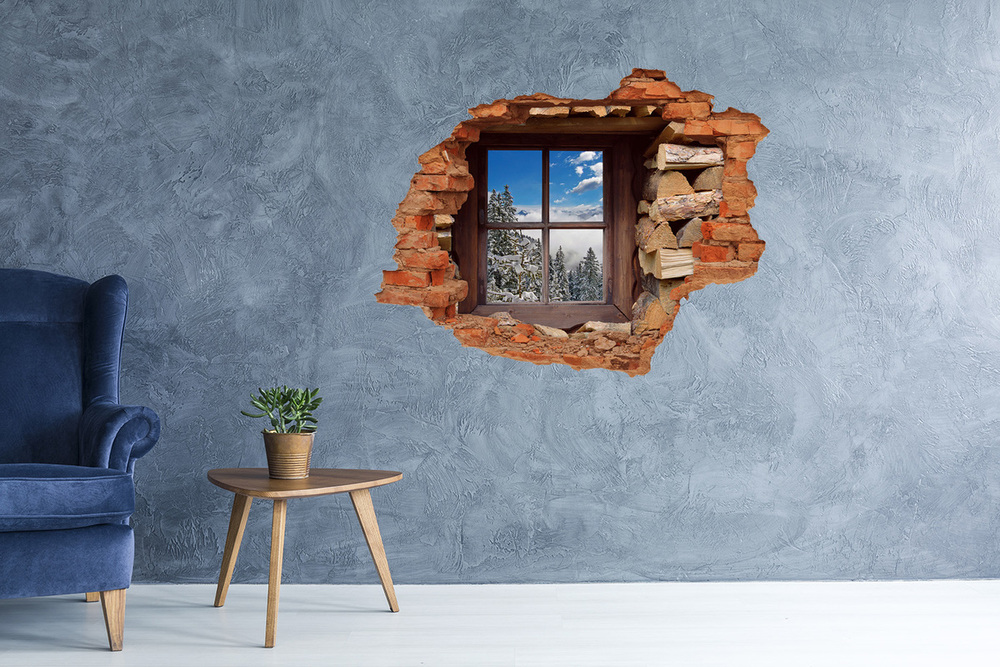 Fototapeta dziura na ścianę Zima za oknem