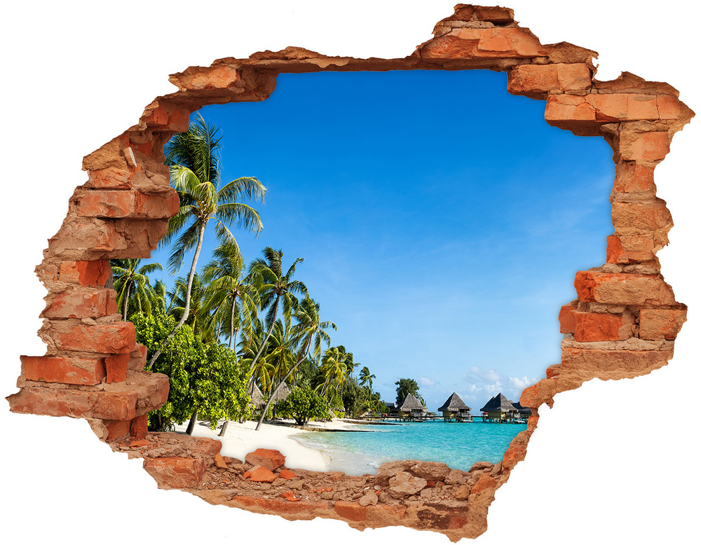 Dziura 3d w ścianie naklejka Plaża na Karaibach
