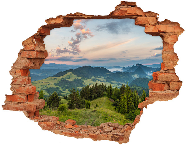 Dziura 3d w ścianie naklejka Panorama Pieniny