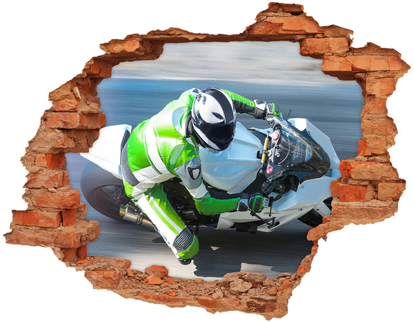 Fototapeta dziura na ścianę 3d Wyścig motocyklowy