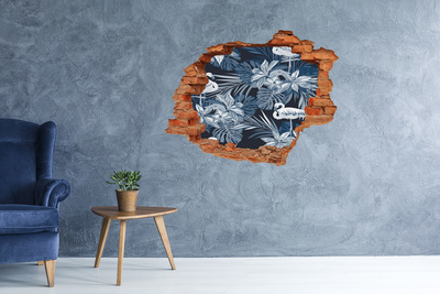 Dziura 3d fototapeta naklejka Tropikalny raj z flamingami