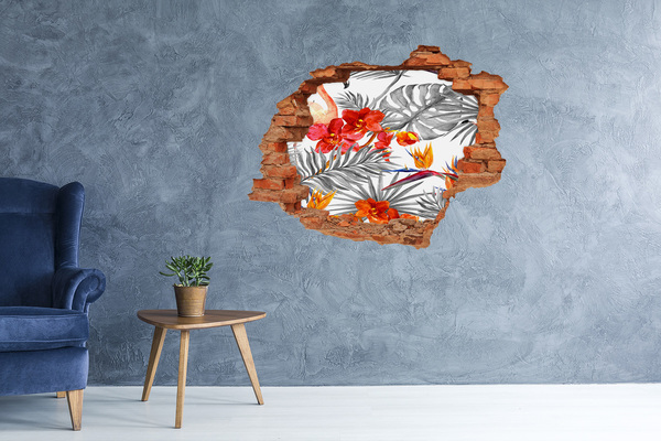 Dziura 3d fototapeta naklejka Tropikalny raj za ścianą