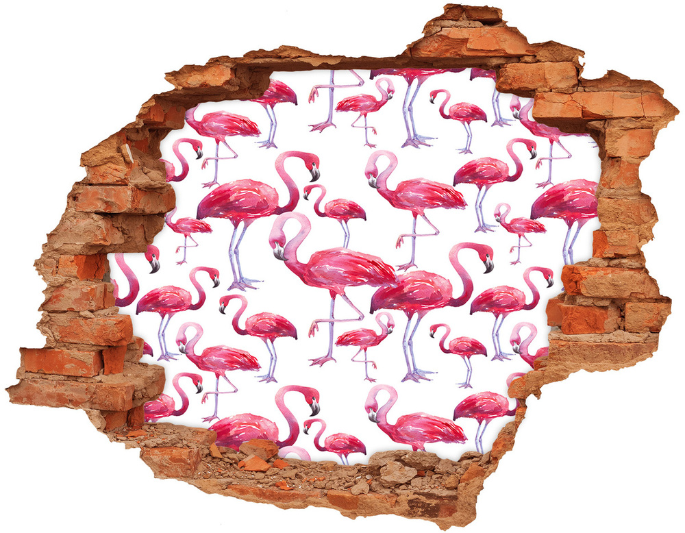 Dziura 3d fototapeta na ścianę naklejka Flamingi