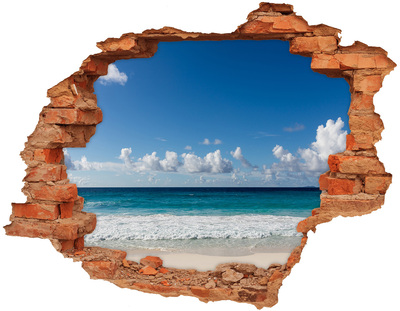 Dziura 3d w ścianie na ścianę Plaża Seszele