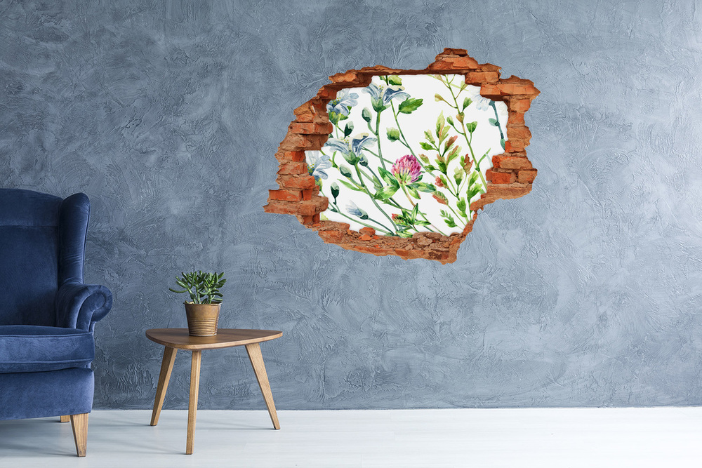 Naklejka 3D dziura na ścianę Dzikie kwiaty