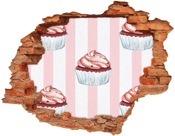Samoprzylepna naklejka beton Cupcake w dziurze w ścianie