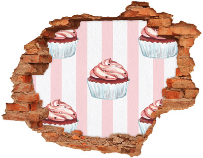 Samoprzylepna naklejka beton Cupcake w dziurze w ścianie