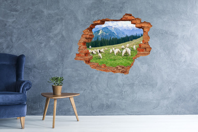 Dziura 3d w ścianie naklejka Owce w Tatrach