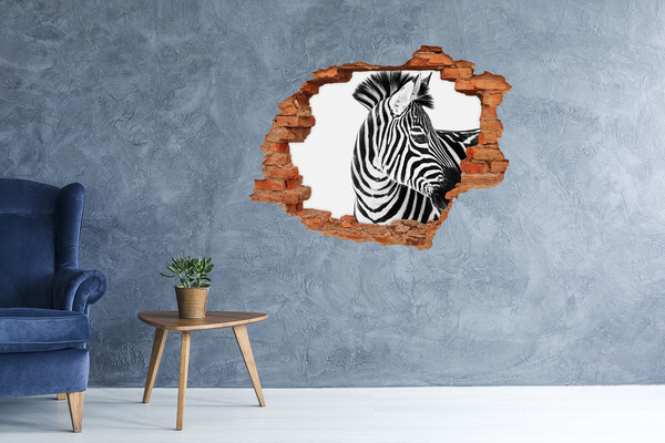 Dziura 3d fototapeta naklejka Zebra w śniegu