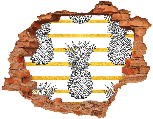 Samoprzylepna naklejka beton Ananas na tle złotych pasków