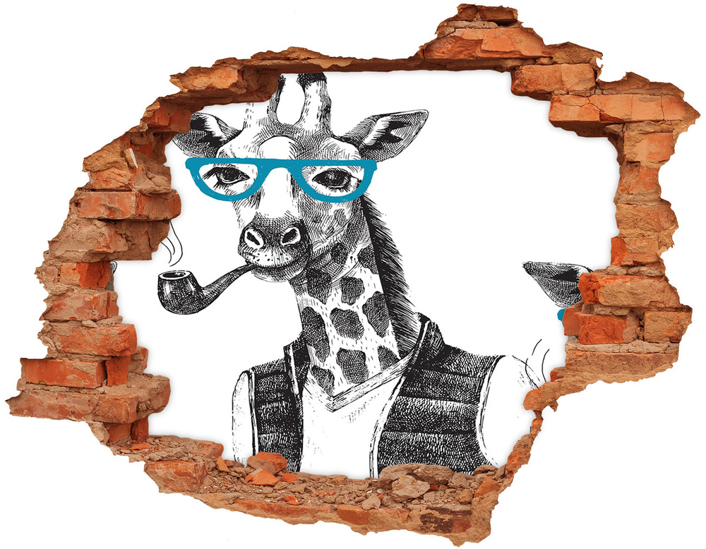 Dziura 3d fototapeta naklejka Żyrafa w okularach