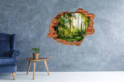Dziura 3d w ścianie naklejka Poranne słońce las