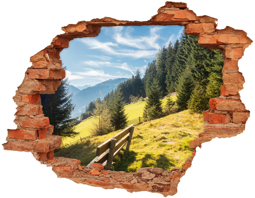 Dziura 3d w ścianie naklejka Jesień w górach