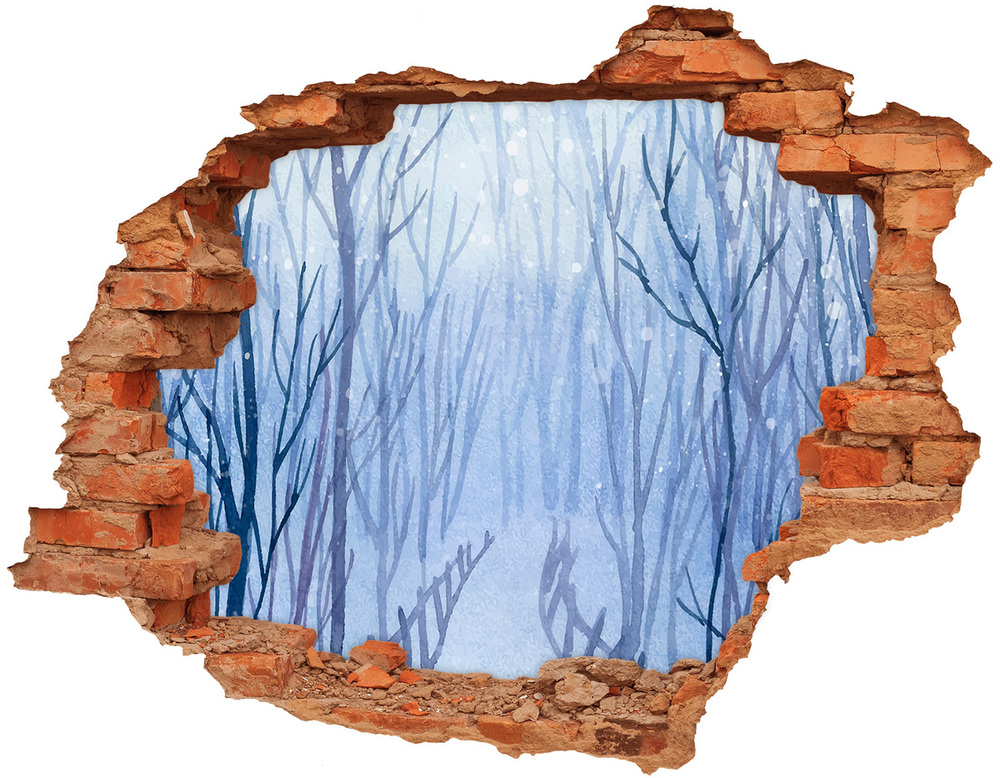 Dziura 3d w ścianie naklejka cegła Las zimą