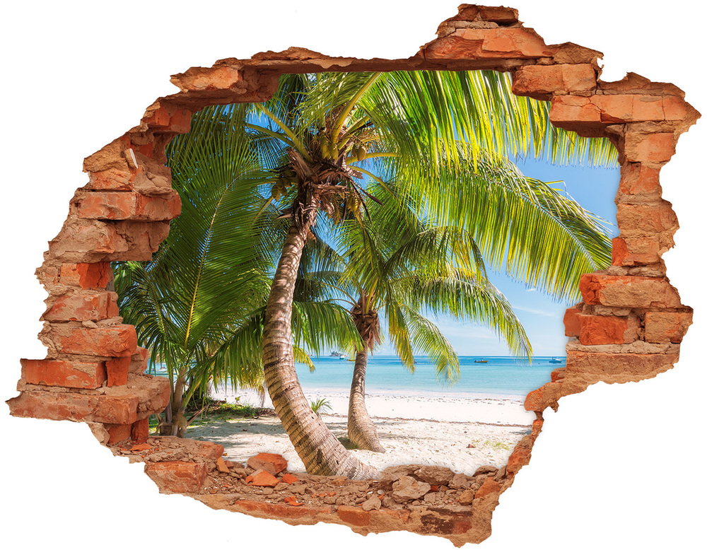 Dziura 3d w ścianie na ścianę Tropikalna plaża