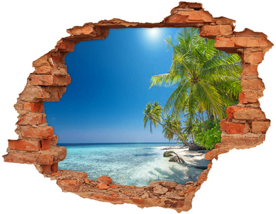 Dziura 3d w ścianie na ścianę Malediwy plaża