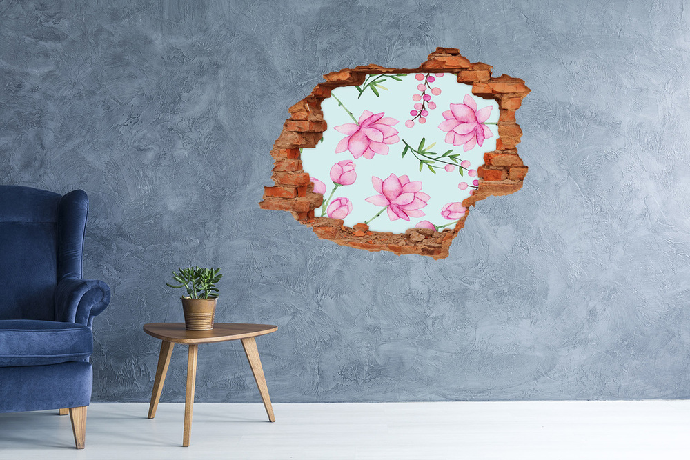 Naklejka 3D dziura na ścianę Kwiaty i jagody
