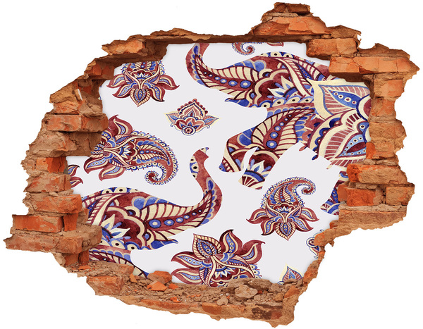 Dziura 3d fototapeta naklejka Słonie ornamenty