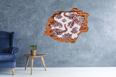 Dziura 3d fototapeta naklejka Kolorowe wzory w dziurze w ścianie