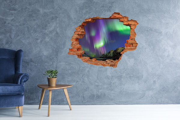 Dziura 3d w ścianie naklejka Zorza polarna