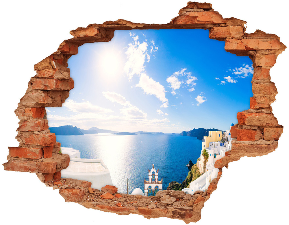 Dziura 3d w ścianie naklejka Santorini Grecja